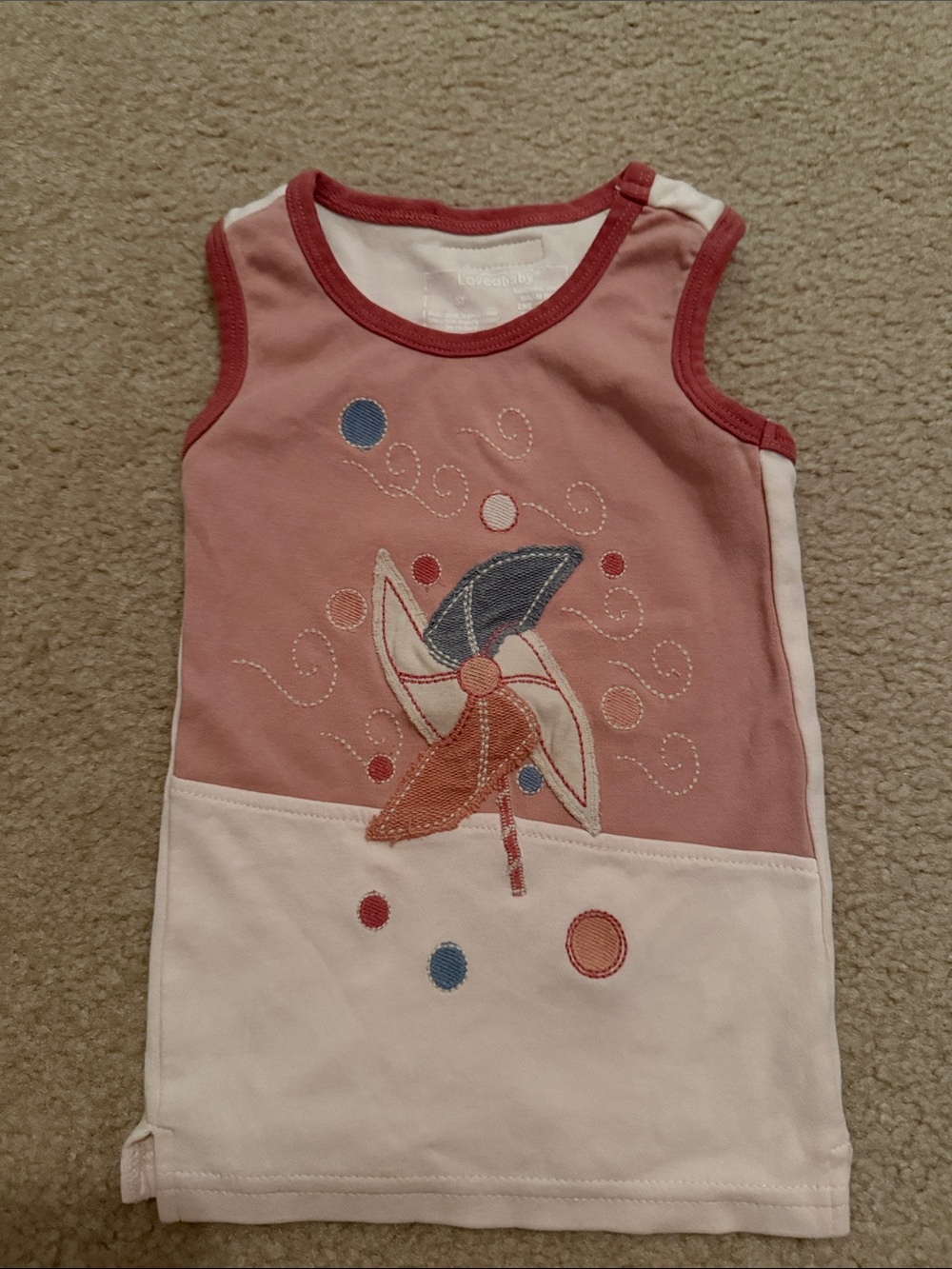 L'ovedbaby Pink & Cream Pinwheel Tank Top
